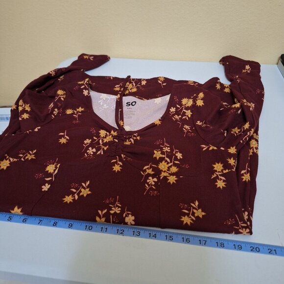 Womens SO Wine Floral Dress XXL Stretchy & Comfy Fairy - Picture 6 of 10